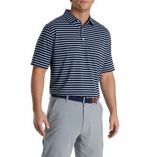 Men's Footjoy Golf Polo Navy/Red Blue/White NZ-483268